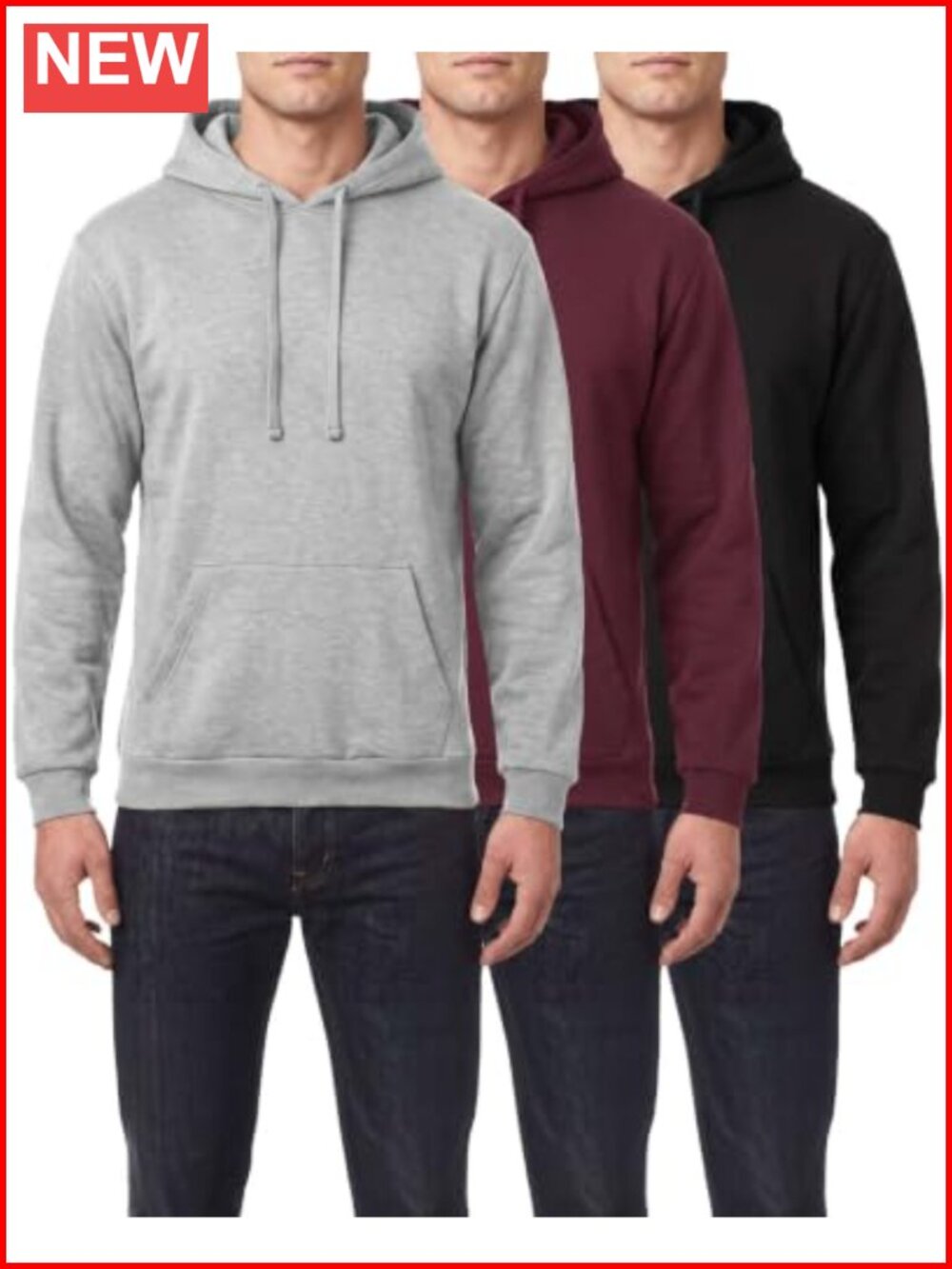 Mens Fleece Pullover Hoodies 3 Pack Hooded Sweatshirts Gym Workout